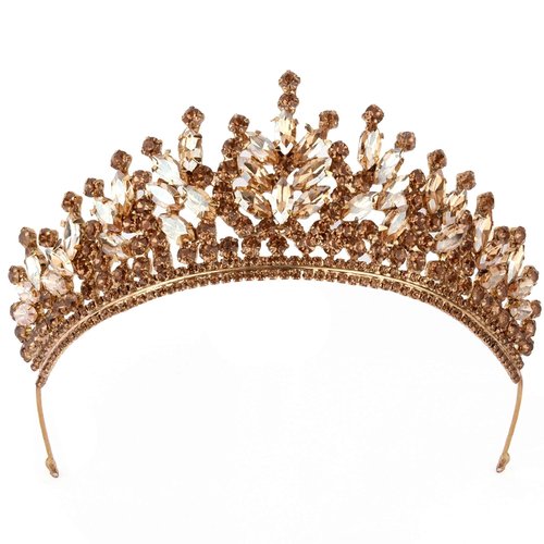 LIMELIA Women's Tiara-Crown for Henna Wedding Party | Glitter Hair Accessories for Bridal Birthday Pageant Prom Halloween Cos-play Costume Christmas Party, Princess Crowns | Rio - Honey