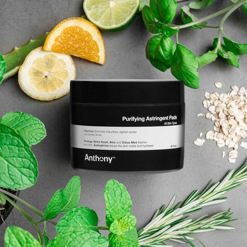 Anthony Witch Hazel Pads Pore Cleaner: 60 Count 2-Pack, Purifying Astringent Cleansing Toner Pads – Aloe Vera, and Citrus Mint, Eliminate Impurities, Minimize Pores and Control Shine