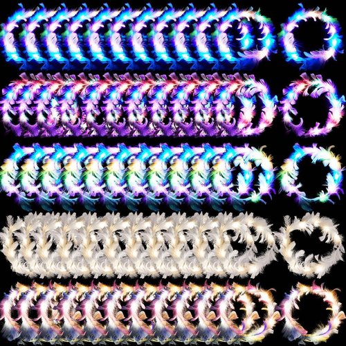 Taiyin 30 Pieces LED Feather Crown Headband Colorful Light up Headband Luminous Flower Crowns for Women Hair Accessories for Halloween, Birthdays, Christmas, Role Playing Party Gift (Multiple Colors)
