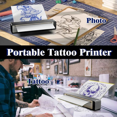 Padieoe Tattoo Stencil Printer, Tattoo Thermal Machine Wireless Bluetooth Stencil Printer with 2500mAh Battery for Tattooist