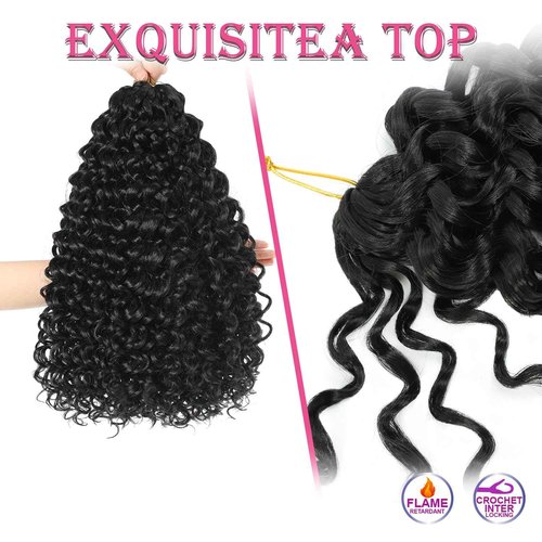 Gogo Curl Short Curly Crochet Hair - Beach Curl & Deep Wave - Water Wave Braids Synthetic Hair Extensions (10 Inch 7 Packs 1B)