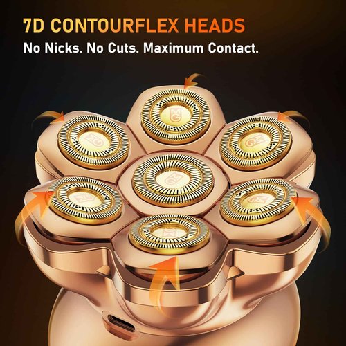 MAXGROOM® PRO 7D Electric Head Shaver for Bald Men – Cordless Waterproof Razor with Titanium Blades, Dual-Speed Powerful Motor, Magnetic Detachable Head, Easy to Clean
