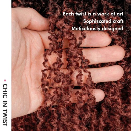 Toyotress Yanky Twist Crochet Hair - 12 Inch 8 Packs (30 Strands/Pcs) Fluffy Spring Mini Twist Short Bob Passion Twist, Ombre Ginger Pre-Looped Crochet Braids Braiding Hair (12 Inch, OT350-8P)