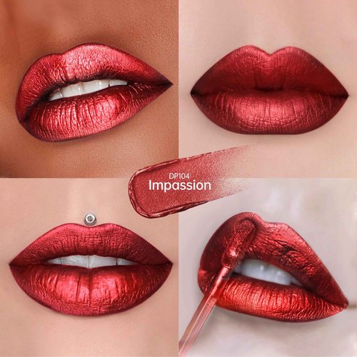 Depuplum 3Pc Lipsticks Set for Women Metallic Lipstick Long Lasting Dark Red Pink Burgundy Lip Gloss, Metal Shine Lightweight Hydrating Full Coverage Lip Color, DP101/104/108