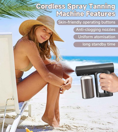 Professional Spray Tan Machine, Portable & Rechargeable Spray Tan Gun, Long Battery Life, Even Spraying, Lightweight, Spray Tan Machine Kit for Indoor and Outdoor Use, for Home, Salon, DIY and Travel