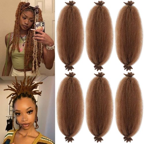 Spring Afro Twist Hair, 20 Inch Springy Marley Twist Braiding Hair Pre-Separated 6 Packs Spring Twist Afro Kinkys Bulk Hair for Soft Locs Crochet Hair Extensions for Black Women (30#, 20inch)