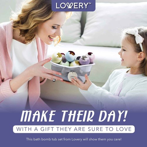 Bath Bomb Self Care Gifts for Women, White Elephant Gifts for Adults,10 Oversized Two Tone Bath Fizzies with Shea & Coco Butter Dry Flower Petals, Rich, Spa Bath Set in Cute Tub