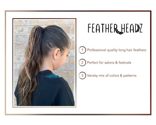 50 Natural Color Hair Extensions – 7”–11” Long – DIY Rooster Kit with 50 Micro-Link Beads – 100% Real Feathers – Eye-Catching Boho Style