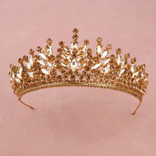 LIMELIA Women's Tiara-Crown for Henna Wedding Party | Glitter Hair Accessories for Bridal Birthday Pageant Prom Halloween Cos-play Costume Christmas Party, Princess Crowns | Rio - Honey
