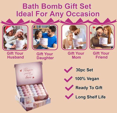 Birthday Gifts Ideas for Mom, Bath Bombs Gifts for Women, Mom, Men, 30pc Marbleized Bubble Fizzies, Multi Scents, Handmade Bath Bombs Gift Set, Best Bubble & Spa Bath, Birthday, Aromatherapy Gifts