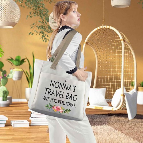 WCGXKO Nonna Gift For Grandma From Grandchildren Nonna Travel Gift Grandmother Tote Bag (NONNA TB)
