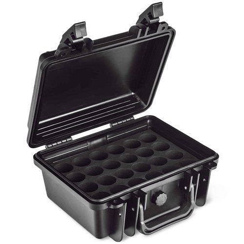 Holder Ink® Tattoo Ink Travel Case for 1oz tattoo ink bottle sizes. Carrying solution that allows you to pack your essential kit of tattoo inks. Capacity for 24 ink bottles. Pressurized valve included
