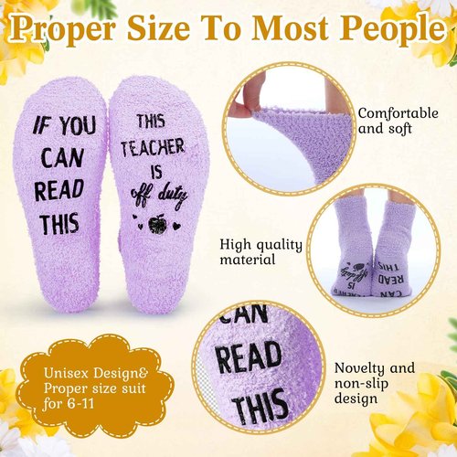 Shinymoon 28 Pcs Back to School Teacher Appreciation Gifts Bulk If You Can Read This Teacher Socks 14 Style Thank You Makeup Bags Employee Coworker Team Back to School Gifts(Rainbow,Coral Fleece)