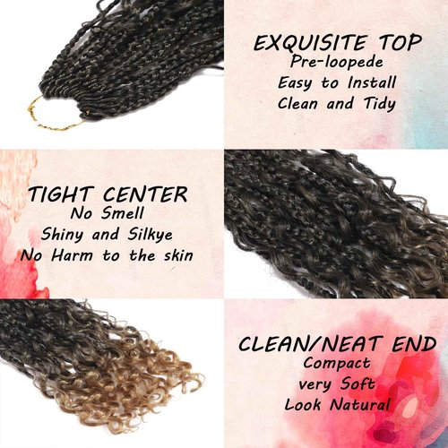 Drehande Goddess Box Braids Crochet Hair 24 Inch 120 Stands Boho Crochet Box Braids with Curly Ends 8 Packs Boho Box Braids Crochet Hair Extensions
