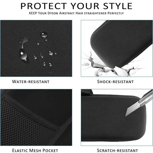 WINZEDGE Travel Carrying Case Compatible with Dyson Airstrait/Hair Straightener, Airstrait HT01 Accessories Tools Hard Case, Waterproof Storage Bag - Black (Black)