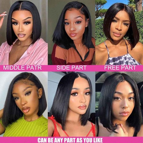 TIRALI Short Bob Wig Human Hair 13x4 Straight Hd Lace Front Wigs Human Hair 200 Density Black Glueless Wigs Human Hair Pre Plucked Short Bob Wigs for Women 12 Inch