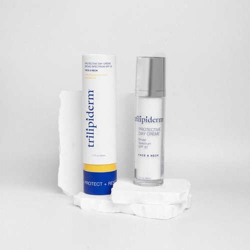 Trilipiderm Beach Lover Bundle - All-Body Moisture Retention Crème & Protective Day Crème Broad Spectrum SPF 30, Sunscreen Lotion Set for Face and Body, Travel Size