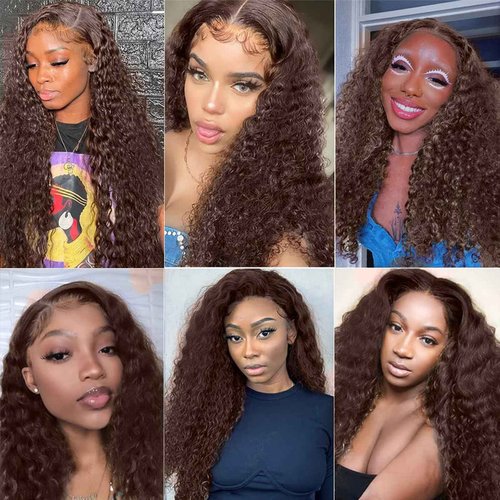 Fabimiya 10 12 14 Inch Human Hair Bundles Brown 4# Water Wave Bundles Human Hair Unprocessed Soft Sewn In Hair with Double Weft for Black Women