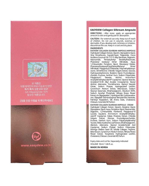 EASYDEW DW-EGF 55% Collagen Silkream Ampoule- Korean Facial Serum for Firmness & Elasticity with EGF Peptides, Amino Acids - Day & Night Age-Defying Silky Smooth Skincare, 1.86oz.