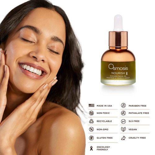 OSMOSIS NOURISH Organic Avocado Facial Oil, Cold Pressed, Aging, Pigmented, Sensitive, Dry, Irritated, Oily, Blemish-Prone Skin, 1 Fl Oz