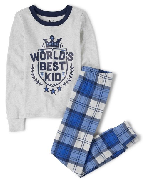The Children's Place,Long Sleeve Top and Pants Snug Fit 100% Cotton 2 Piece Pajama Sets,Blue Best Kid,16