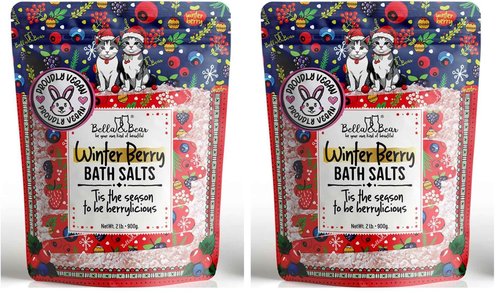 Bella & Bear Winter Berry Bath Salts, Cruelty Free Festive Christmas Packaging - Stocking Stuffer Gift (Pack of 2)