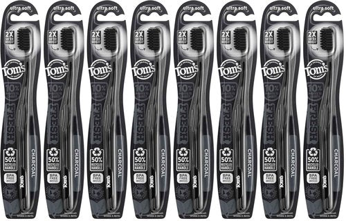 Tom's of Maine Gentle Charcoal Toothbrush, Soft, 8-Pack (Packaging May Vary)