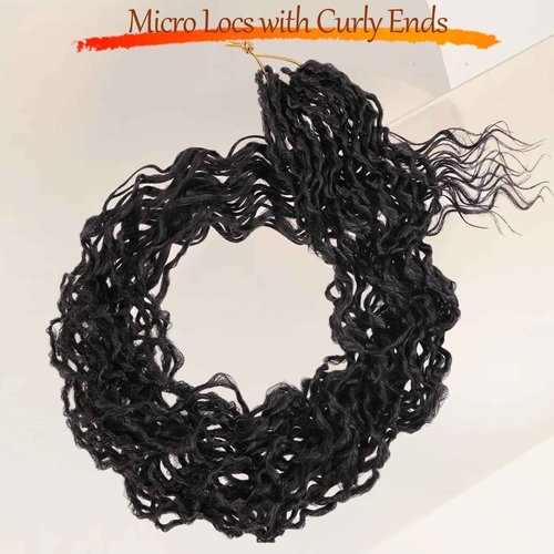Beverlee Micro Locs Crochet Hair 12 Inch soft locs with curly ends 9 Packs Boho Soft Locs Style Mini Locs Twist Hair Synthetic micro locs extensions goddess Crochet Locs For Black Women