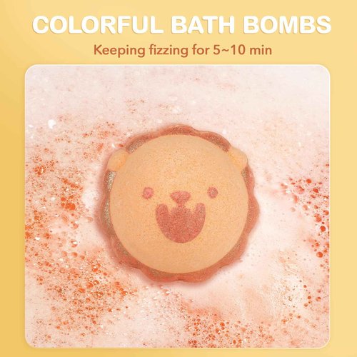 SHUCHING 14 Pcs Brown Lion Bath Bombs with Surprise Inside, Natural and Organic Bubble Bath Fizzy Balls, Birthday Christmas Gifts Set