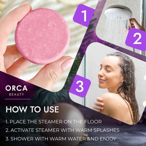 Orca Beauty 8-Pcs Shower Steamers Aromatherapy & Scented Candle - Birthday Self Care Relaxation Gifts for Women, Pampering Shower Bombs Aromatherapy, Spa Day Essentials, Christmas Purple Gift Bundle