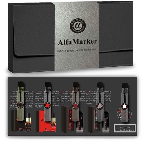 ALFAMARKER Cologne for Men with Pheromones - 5 Male Oil Perfumes x 2ml -Oil Perfume Set for Man - Great Holiday Gift
