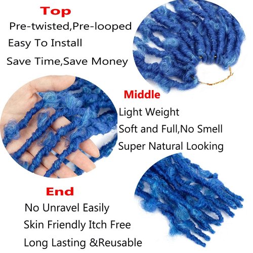 Ahrencan Blue Butterfly Locs Crochet Hair,30 Inch 5 Packs Pre Looped Distressed Faux Locs Crochet Hair For Women,Prelooped Soft Butterfly Locks Crochet Braids,Synthetic Braiding Hair(30”,5packs,Blue#)