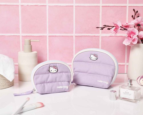 SALLY ROSE Sanrio Hello Kitty Makeup Bag Set Official License, Quilted Dome Cosmetic Travel Bags, Cute Make Up Bags