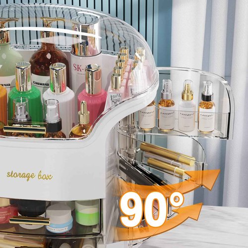 CandleWo Large Capacity Makeup Organizer Countertop Vanity Organizer for Waterproof and Dustproof Skincare, Multi-Style, Clear
