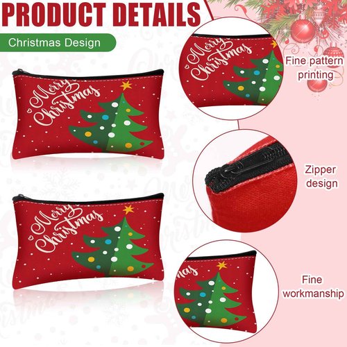 Sweetude 20 Pcs Bulk Christmas Makeup Bags for Women Xmas Theme Cosmetic Pouch Travel Toiletry Organizer Santa Snowman Reindeer Holiday Gift for Family Friends Schoolmates10 Style