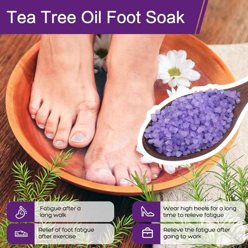 XIWEIOO Foot Soak Salts 4 Pack Kit 56 OZ Himalayan Pink Salt Lavender Orange Rose Scent Athletes Itching,Tea Tree Oil Foot Care Pedicure for Women Dead Sea Salt Moisturizing Skin Softens Calluses