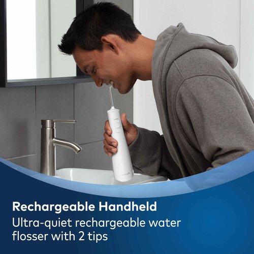 Waterpik Cordless Pulse Rechargeable Portable Water Flosser for Teeth, Gums & Fresh Mint Whitening Refill Tablets (30 Count) – for Use with Waterpik Boost Tip