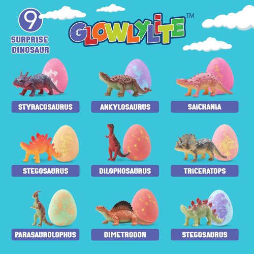 GlowlyLite Bath Bombs | 9 Pack Organic Bath Bomb For Kids With Surprise Inside | Organic Bubble Bath Fizzies With Toys, Fun Birthday Gift And Stocking Stuffer for Boys and Girls, Perfect for Bath Time