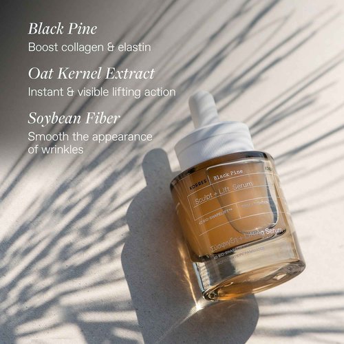 Korres Black Pine Sculpt & Lift Face Serum, Daily Facial Serum for Women and Men, Tightening and Hydrating Skin Care for Fine Lines and Wrinkles, Supports Collagen & Elastin, 1.01 Fl Oz