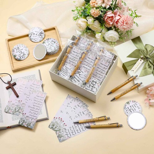 Dinifee 30 Sets Christmas Christian Gifts Bulk for Women Bible Verse Mini Compact Mirrors Makeup Mirrors Inspirational Religious Gifts for Church Ladies Pastor's Wife Sunday School