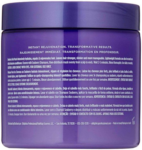 Obliphica Medium to Coarse Seaberry Mask, 1.05 Pound - Nourishing and Restorative Hair Treatment for Medium to Coarse Hair Types, Ensuring Lustrous Shine, Manageability, and Revitalization
