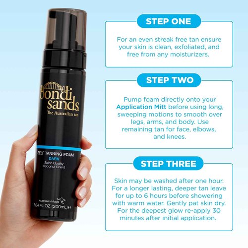 Bondi Sands Dark Self Tanning Foam Value Kit | Includes 2 Lightweight Sunless Tan Foams + 1 Application Mitt for a Flawless Finish
