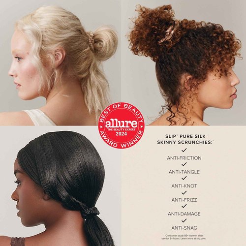 slip Skinny Scrunchies in Sweetie Pie Ornament Packaging: Anti-Crease, Anti-Breakage Slipsilk™ Design Protects Delicate Hair | Includes 4 Pure Silk Scrunchies