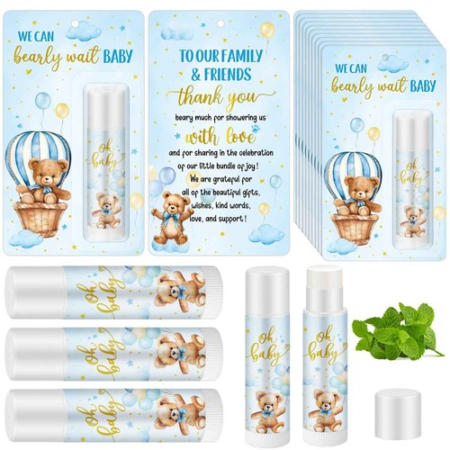 Dansib 50 Pack Bear themed Baby Shower Favor Baby Shower Lip Balm Party Gifts for Guest Games Prizes Friends Gender Reveal Girls Boys Halloween Thanksgiving Christmas