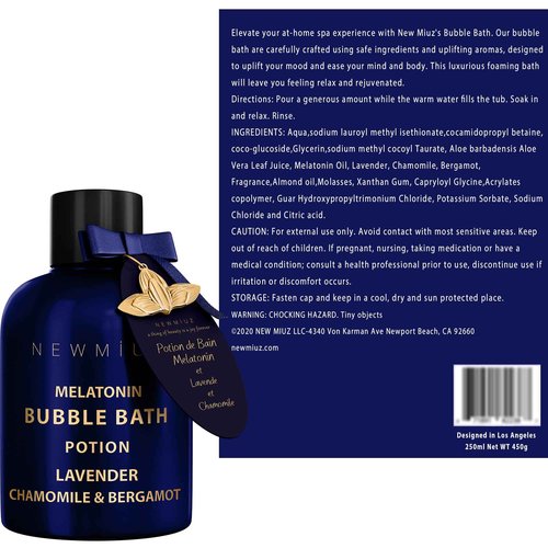 Deep Sleep Melatonin Bubble Bath - Long Lasting Foaming Bubbles - Moisturizing - Lavender Chamomile Bergamot - Relaxing Stress Relief - Calming Self Care Spa Gift for Birthday Christmas