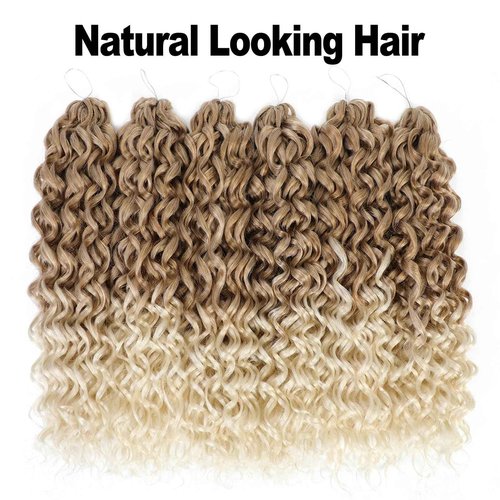 GoGo Curl Crochet Hair 18Inch 6Packs GoGo Curl Crochet Braiding Hair Water Wave Synthetic Braiding Hair (18 Inch (Pack of 6), 27/613#) …