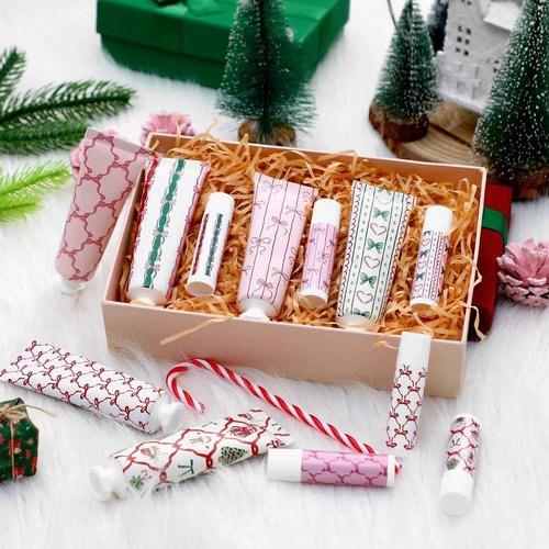 Dansib 36 Sets Christmas Hand Cream and Lip Balm Bulk Gift Set, 6 Scents Coquette Bowknot Christmas Stocking Stuffer Travel Size Hand Lotion Lip Care Holiday Party Favor Gift for Women Staff Coworker