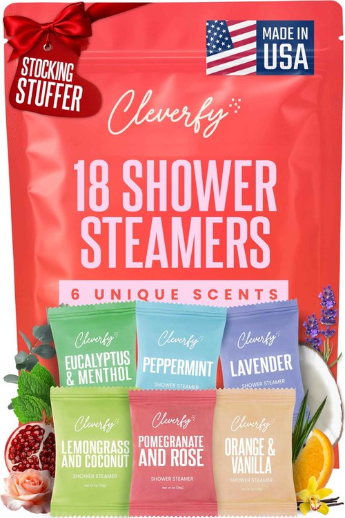 Cleverfy Shower Steamers Aromatherapy – Stocking Stuffers for Teen Girls, Women and Wife – Christmas Gifts for Teens and Women – White Elephant Gifts for Adults – 18 Tablets