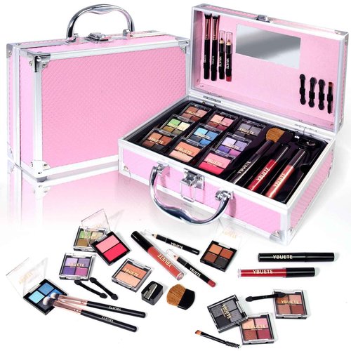 YBUETE Makeup Starter Set, Beginner Cosmetics Kit, Full Train Case, Eyeshadow, Blusher, Contour, Eyebrow Powder