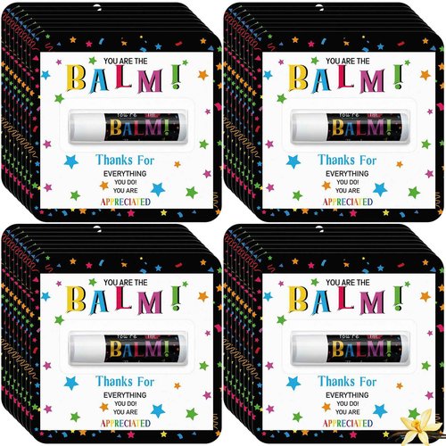 Sacubee 30 Pack Christmas Employee Appreciation Gifts Bulk Lip Balm Teacher Staff Team Xmas Thank You Gift You're the Balm Thanksgiving Party Favors Christmas Stocking Stuffers for Women Men Volunteer